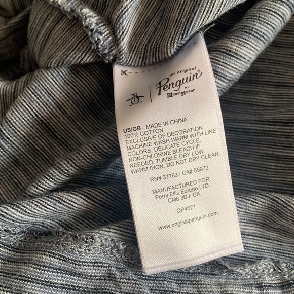 Original Penguin Mens Henley Raglan Long Sleeve Button Shirt Sweater Gray Blue - Picture 9 of 10